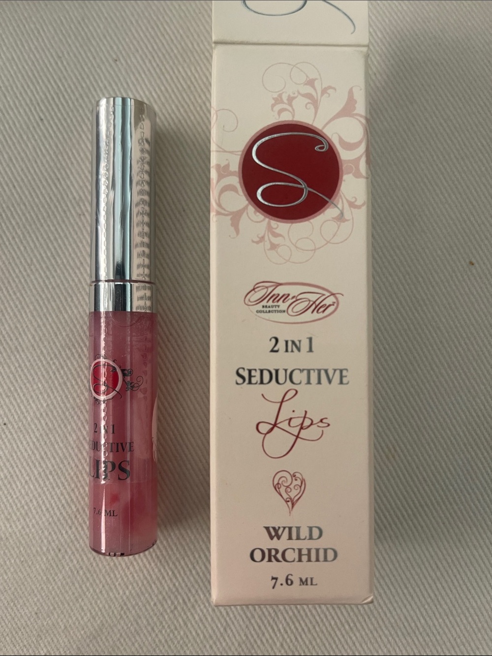 NIB Inn Her 2 in 1 Seductive Lips:Lip Plumper & Lip Stain - Wild Orchid
